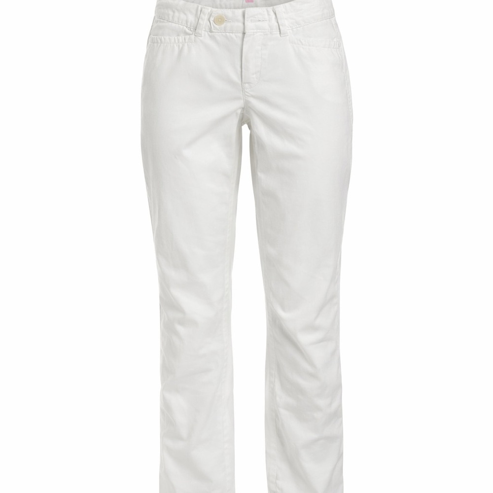 Lilly Pulitzer Womens White Chino Pants Straight Leg Cotton Twill Size 4
